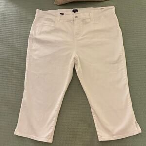 NYDJ 22W Capri Cropped Jeans White Denim